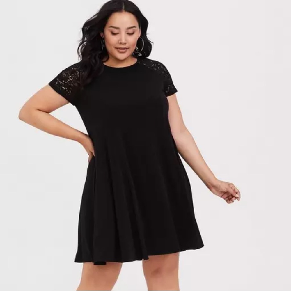Torrid Black Lace Sleeve Dress